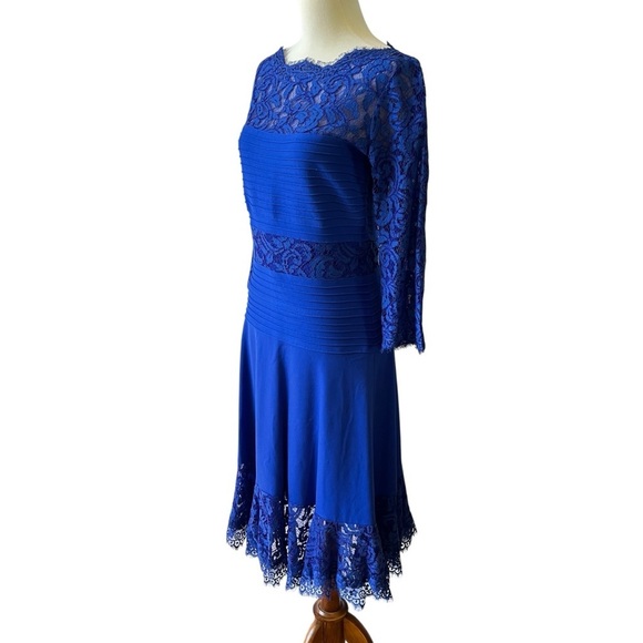 TADASHI SHOJI DRESS S BLOUSON FITTED LACE WEDDING MOTHER OF BRIDE GROOM  ELEGANT - Picture 4 of 12